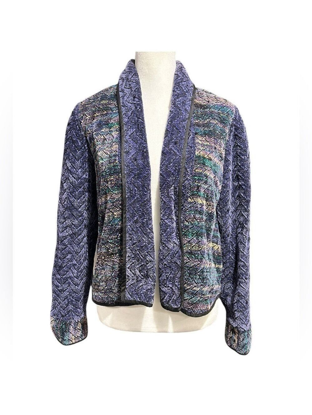 Laura Fisher-Bonvallet Art-to-Wear Purple Textural Handwoven Fiber Jacket Size